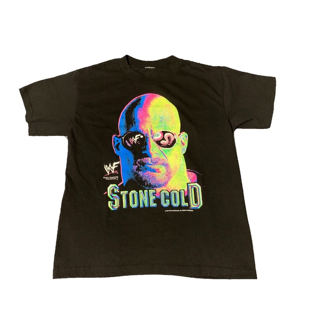 Vtg 90s Stone Cold Steve Austin Psychedelic Shirt Men's Small WWF WWE Wrestling